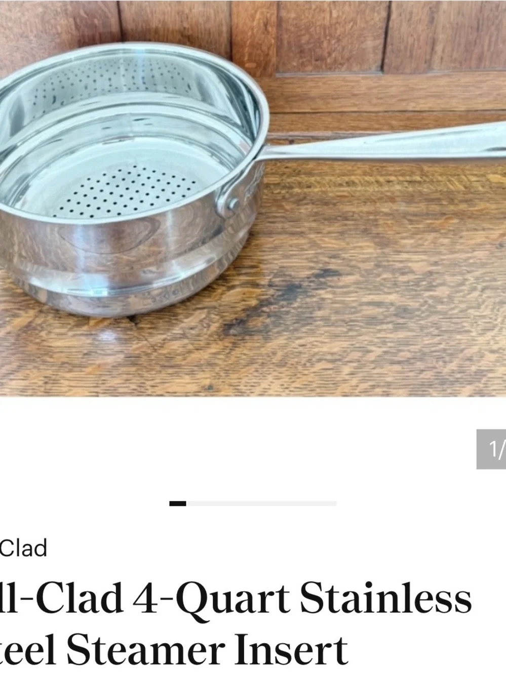 All-Clad Stainless Steel 4-Quart Steamer Insert - Silver